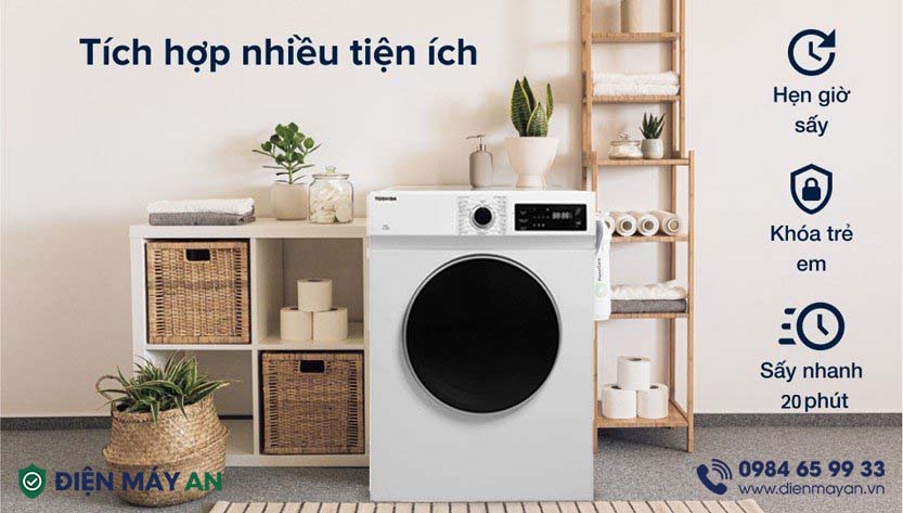 Máy Sấy Thông Hơi Toshiba TD-H80SEV(WK) 7kg - tiện ích
